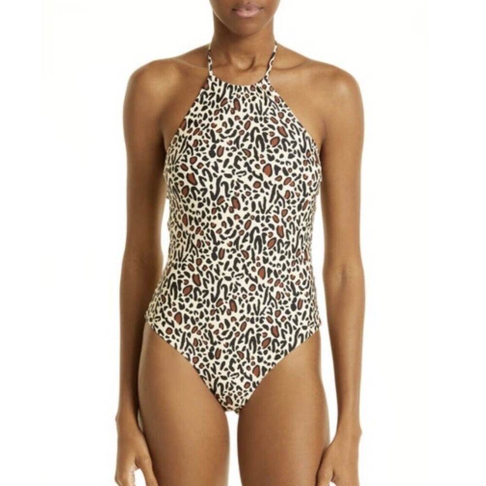 Nanushka Daylin Recycled Matte Stretch Halter Onepiece Swimsuit Sz S New